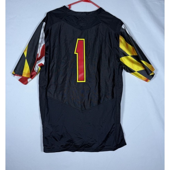 Under Armour Maryland Terps Black Football Jersey NCAA Colorful Sleeves Medium - Picture 2 of 7
